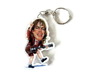 AC/DC angus caricature KEYCHAIN