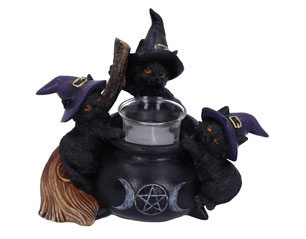 CATS familiar cauldron CANDLE HOLDER