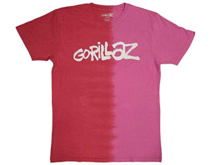 GORILLAZ two tone brush logo wash RED PINK TSHIRT