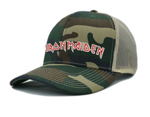 IRON MAIDEN red logo CAMO TRUCKER CAP