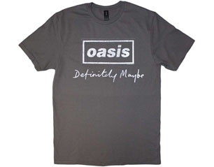 OASIS definitely maybe distressed text logo GREY TSHIRT