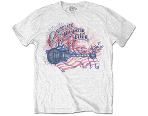 CREEDENCE CLEARWATER REVIVAL guitar and flag WHITE TSHIRT