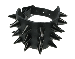 BRACELET 3 row black cone spike WRISTBAND