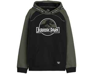 JURASSIC PARK color block OLIVE AND BLACK HOODIE